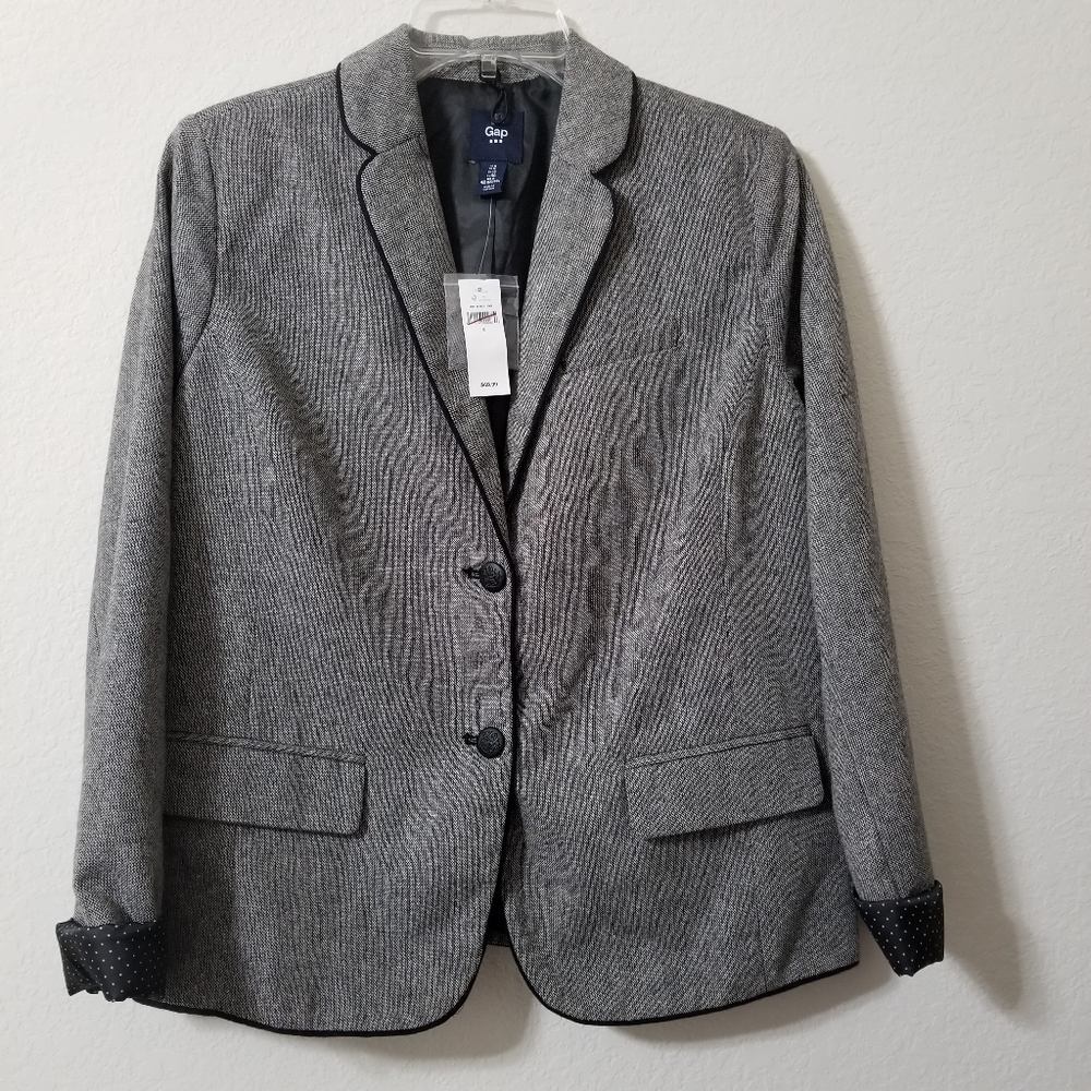 Gap Tweed Lined Jacket 2 Button Size 8 NWT